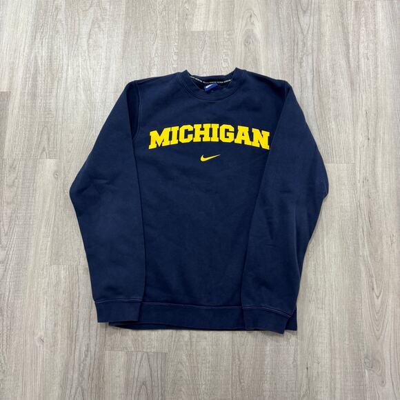 Nike Michigan Wolverines Sweatshirt Men's Small Blue Yellow Umich UofM Crewneck - Picture 1 of 7